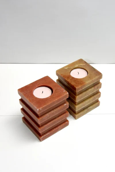 Stone Candle Holders Pair