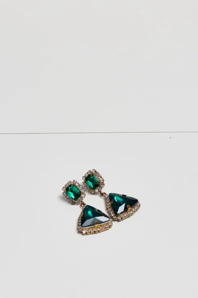 Green Rhinestone Earrings