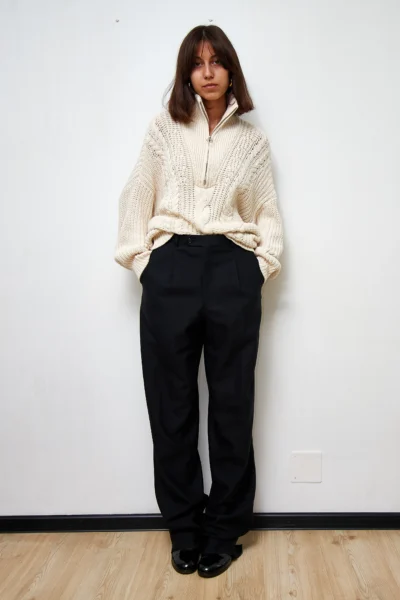 Cotton Sweater with Metallic Zipper size L