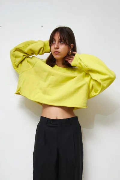Cropped Cotton Top in Lime size XL