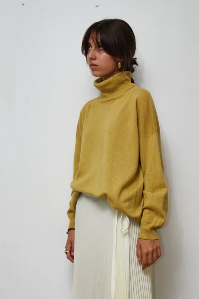 Vintage Cashmere Turtleneck Mustard size XL