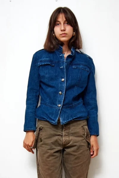 Vintage Denim Jacket with Peplum size M