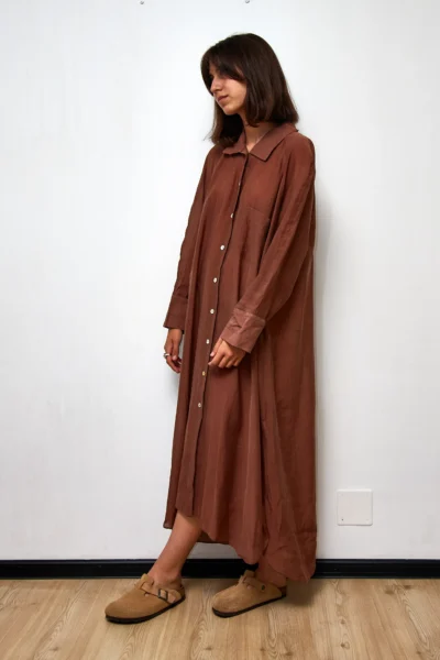 Chocolate Linen Shirt Dress size XL