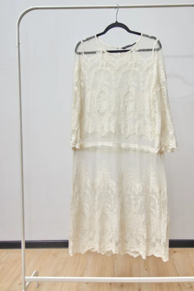 Zara Lace Sheer Dress White size XL