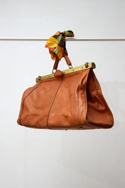 Vintage Leather Doctor's Bag with Brass Frame