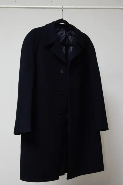 Mens Vintage Pure Wool Coat Navy size EU 54
